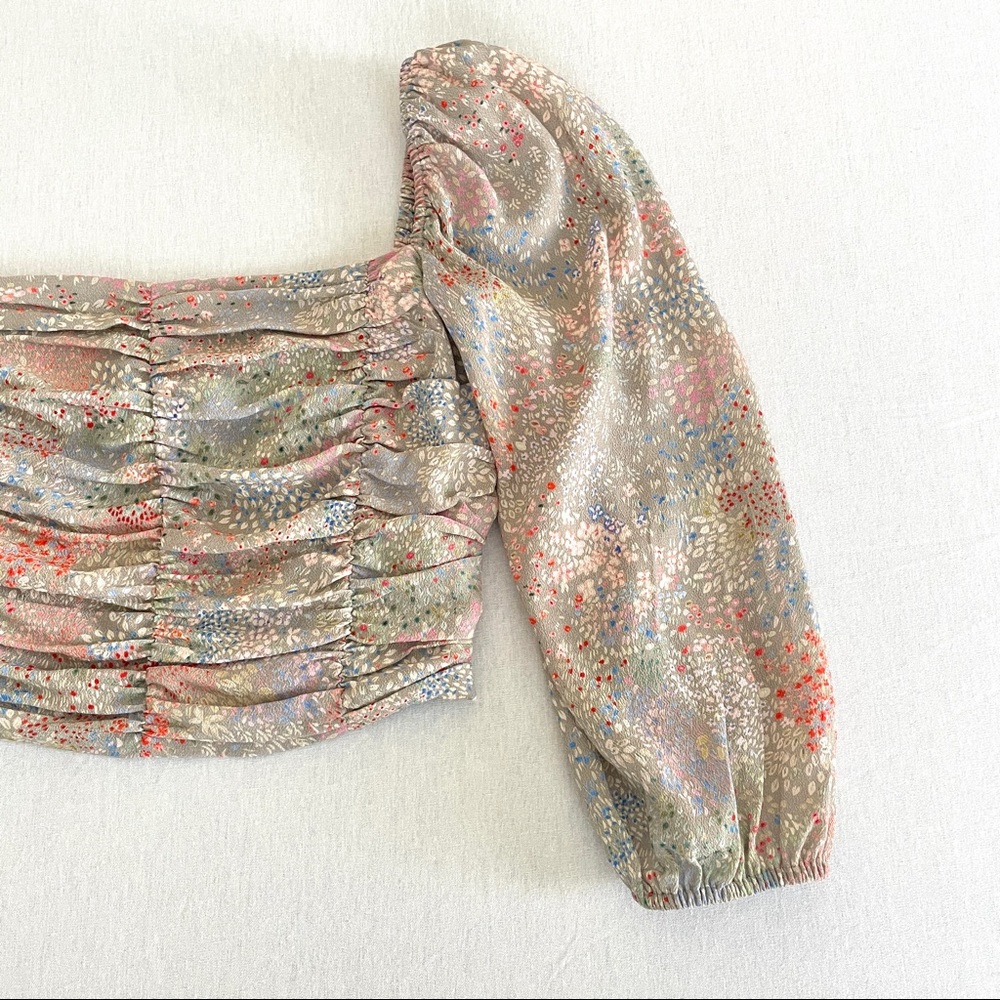 Aritzia Wilfred Lolita Cropped Puff Sleeves Floral Blouse, XS - Picture 5 of 11